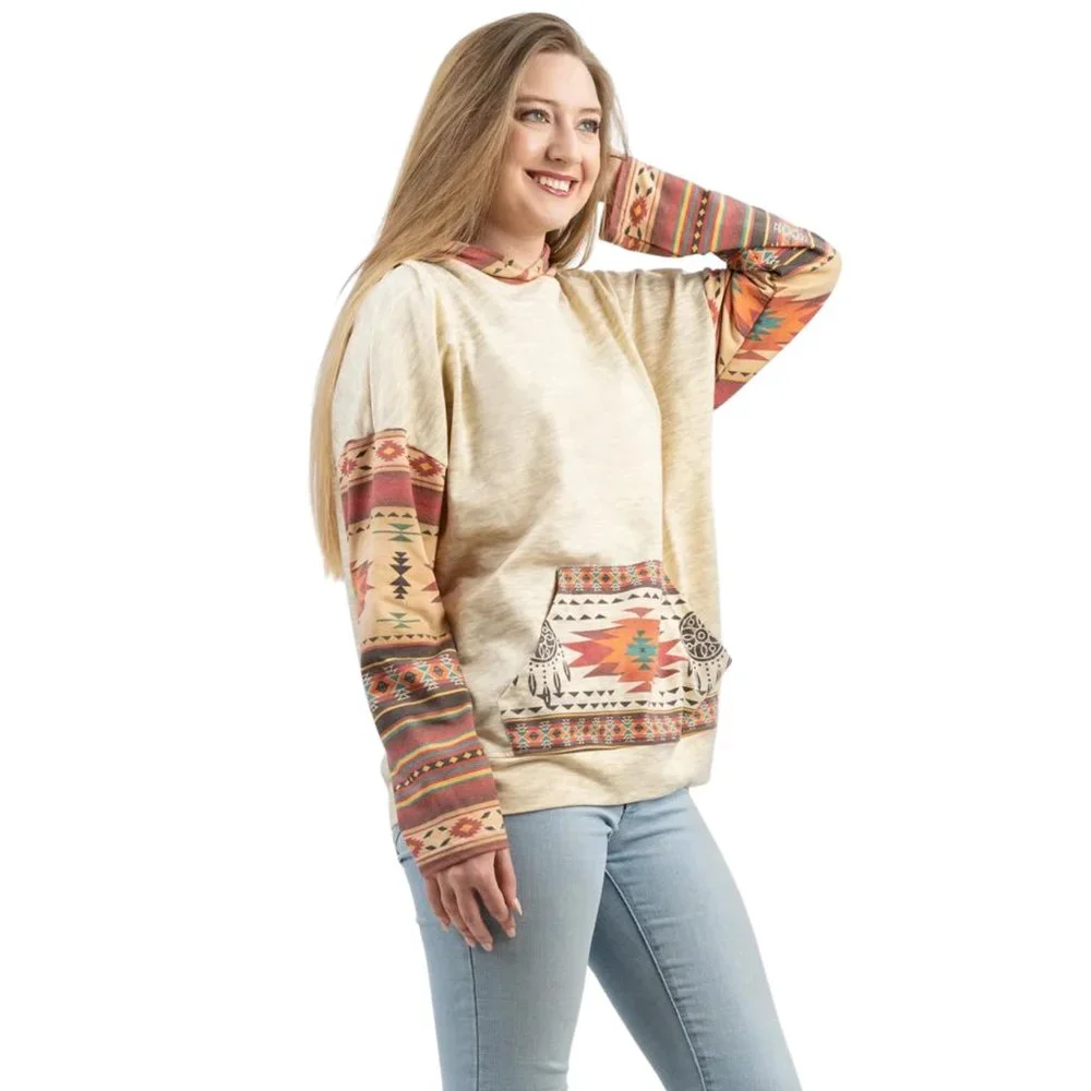 MONTANA WEST American Bling Aztec Graphic Print Hoodie Sweatshirt S-XXL NWT - Picture 3 of 4